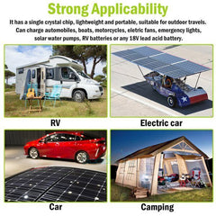 ny 200W Watt Mono Solcellepanel 12V Lading Off-Grid Batteristrøm RV Home Boat Camp