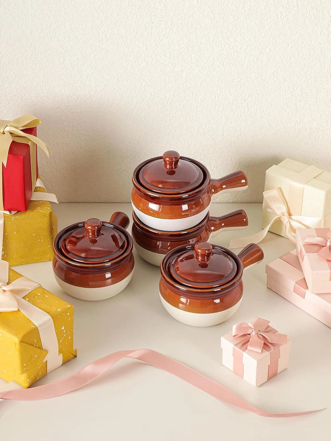 French Onion Soup Servers, Ceramic Soups with Handles, 18 OZ Servers for Cereal 07FC0E-D4 - KOEEK