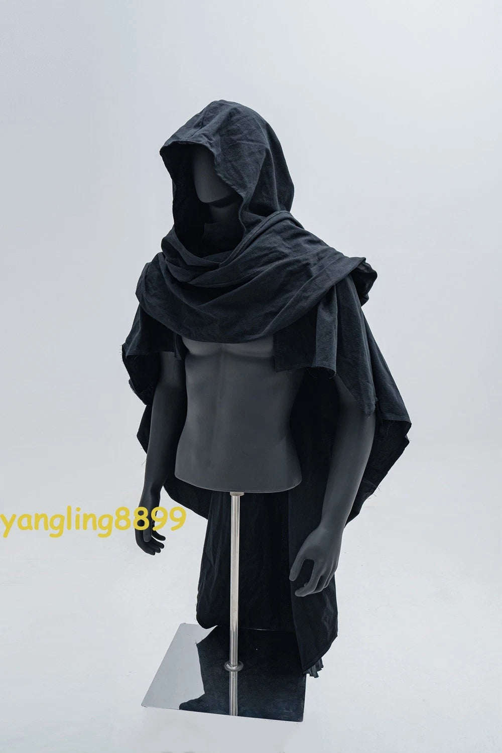 Black Industrial Retro Cotton Linen Cape Collar Shawl Natural Vintage Cosplay 07FC0E-D4 - KOEEK