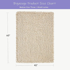 Chunky Knit Throw Blanket for Couch, 40x60 inches,  Hand Knitted 07FC0E-D4 - KOEEK