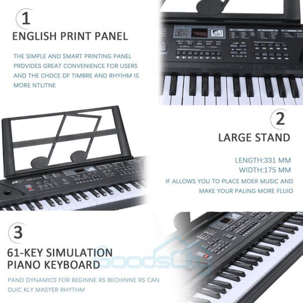 nytt 61 tangenter digitalt pianotastatur - bærbart elektronisk instrument med stativ og mikrofon