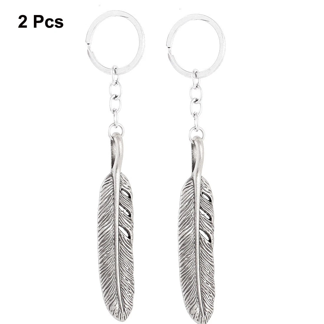 Feather Shaped Pendant Keyring Keychain Key Ring Holder Ornament 2 Pcs 07FC0E-D4 - KOEEK