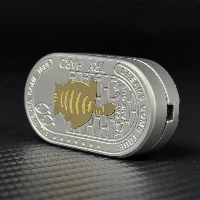 Greedy Big Fat Cat EDC Fidget Slider Stainless Steel Mechanical Push Fidget Toys 07FC0E-D4 - KOEEK