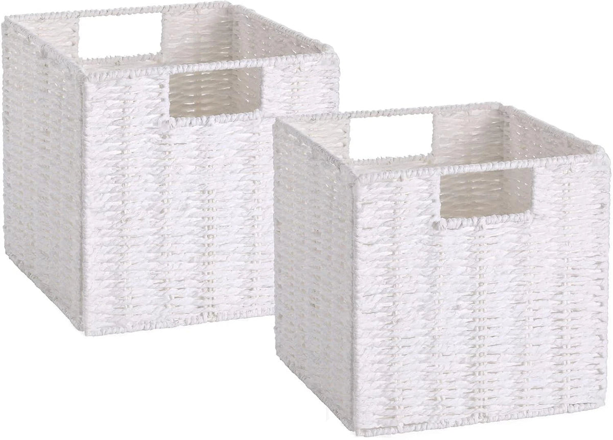 Wicker Storage Basket, Set of 2 Hand-Woven Storage Baskets for Organizing 07FC0E-D4 - KOEEK