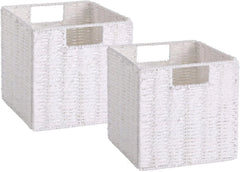 Wicker Storage Basket, Set of 2 Hand-Woven Storage Baskets for Organizing 07FC0E-D4 - KOEEK