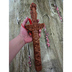30cm Traditional Chinese Dragon Design Peach Wood Sword Drive Out Evil Spir 07FC0E-D4 - KOEEK