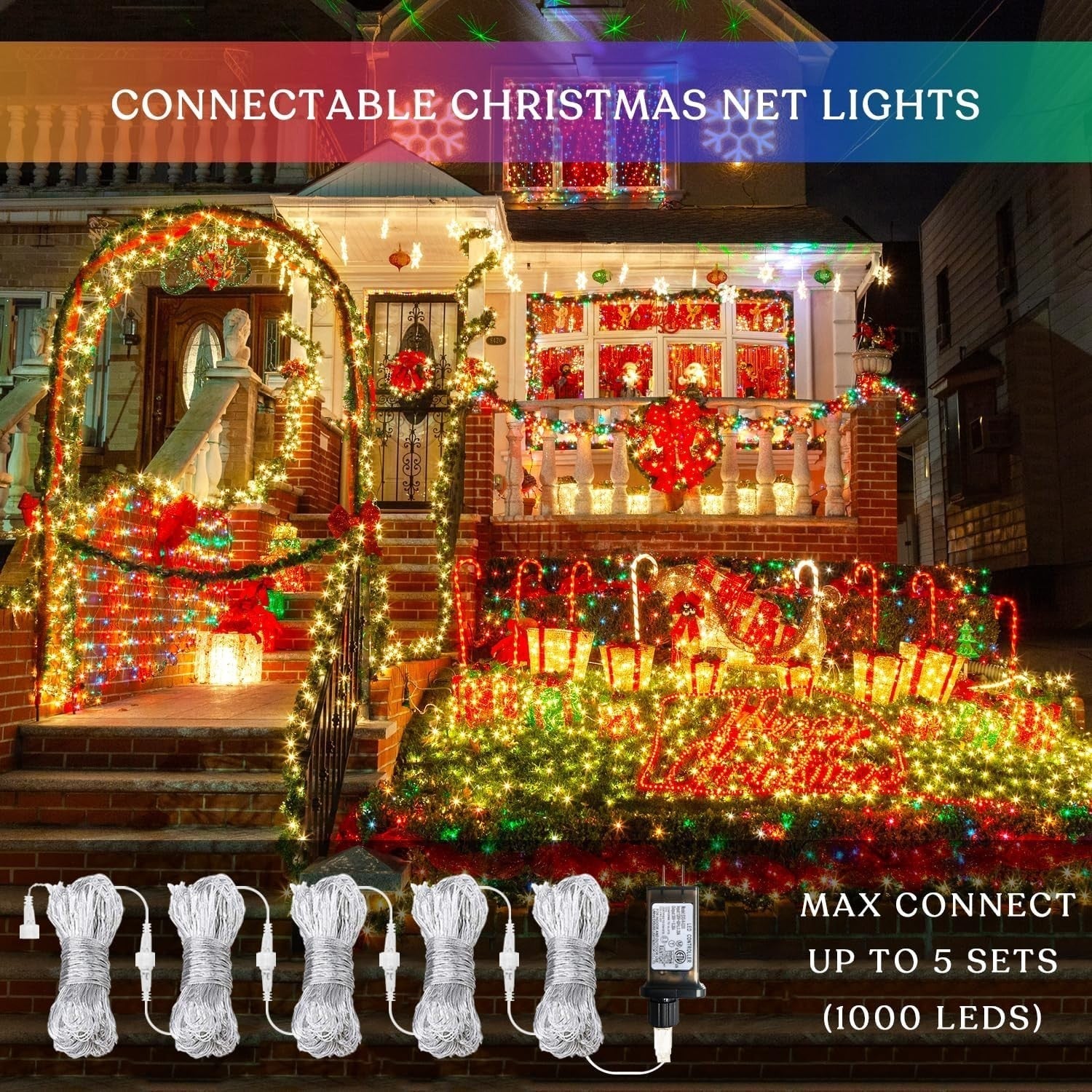 "Outdoor String Net Lights Mesh Fairy Christmas and Halloween Lights for Bushes 07FC0E-D4 - KOEEK