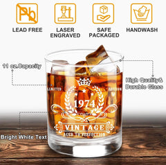 new YeohJoy 50th Birthday Gifts for Men,Vintage 1974 Whiskey Glass Multicolor YEOHJOY - KOEEK
