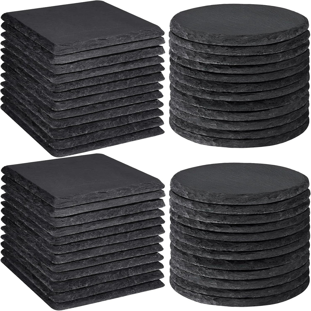 48 PCS Bulk Slate Coasters, 4-Inch Black Stone Coasters, Home Décor 07FC0E-D4 - KOEEK