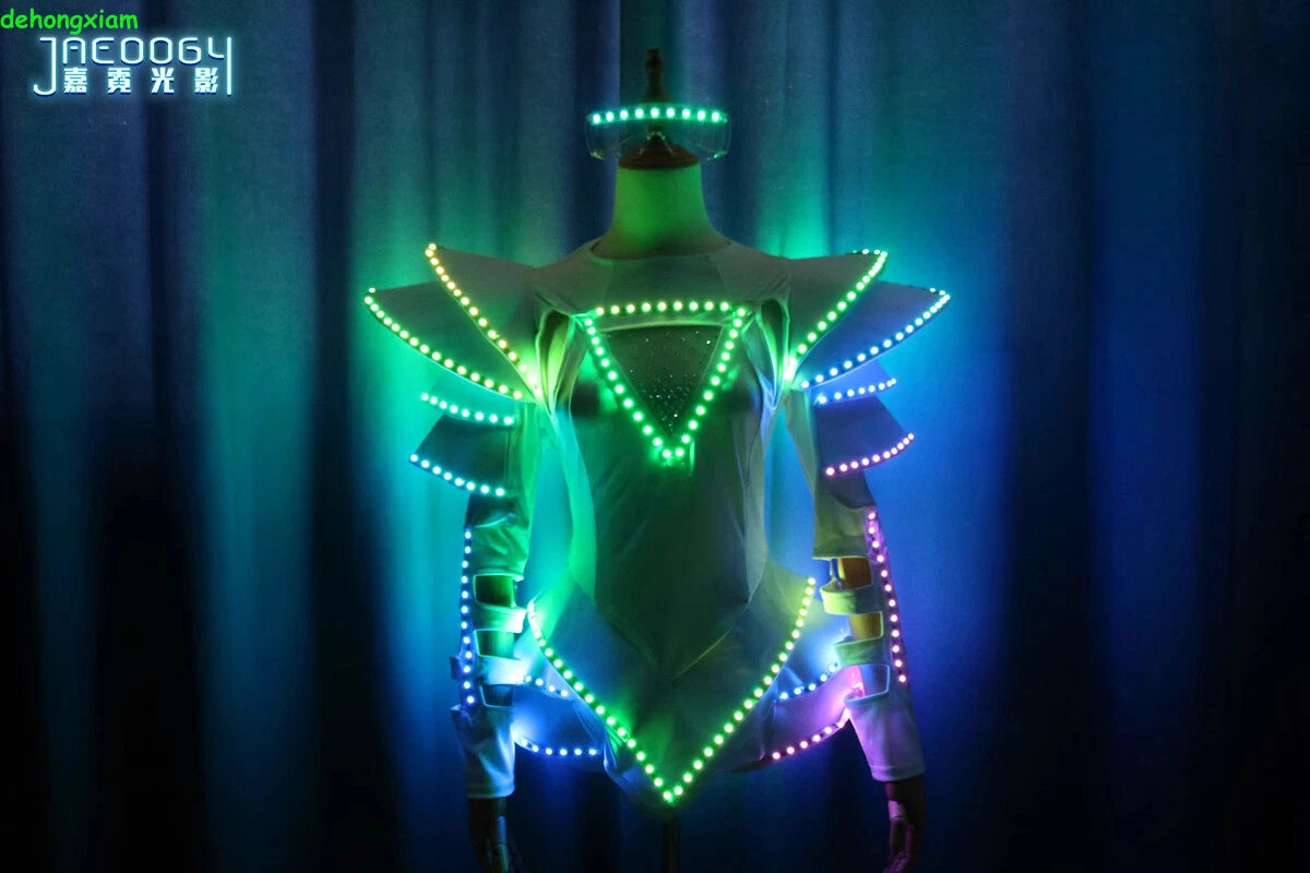 LED Luminous Mini Dress Woman Performance Costume Party DJ Bar Disco Nightclub 07FC0E-D4 - KOEEK