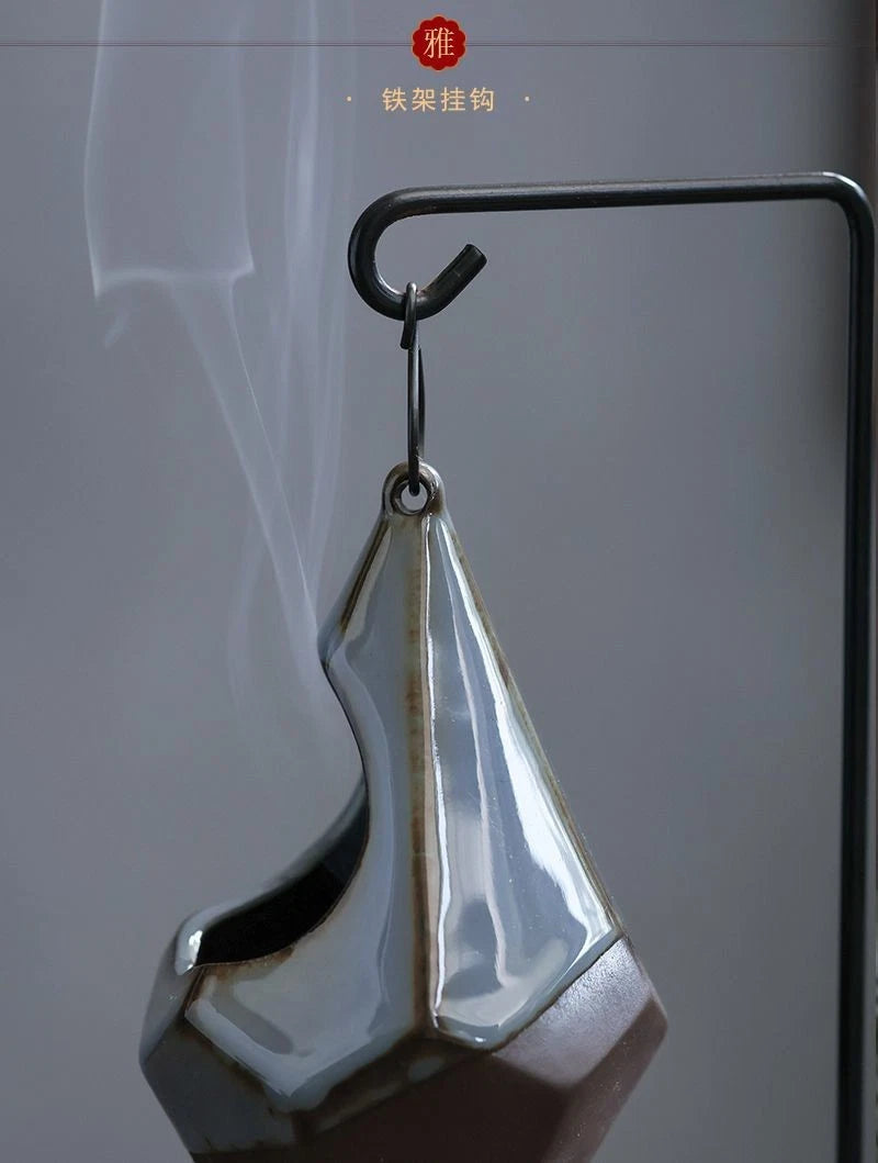 Hanging Ceramic Incense Burner Indoor Home Decor Zen Iron Art Aromatherapy 07FC0E-D4 - KOEEK