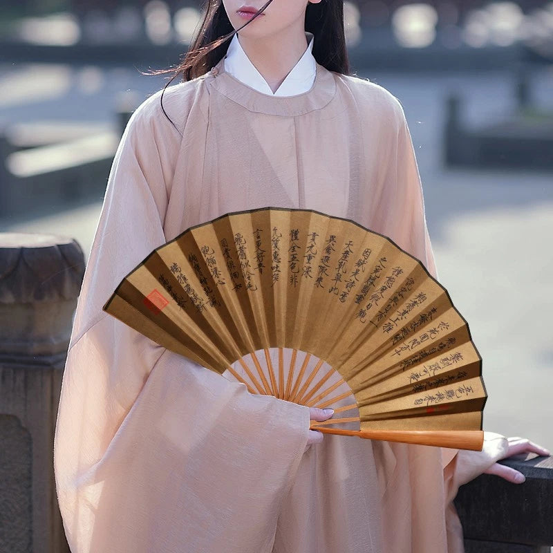 1Pc Exquisite Ancient Chinese Style Silk Cloth Xuan Paper Hanfu Folding Fan 07FC0E-D4 - KOEEK