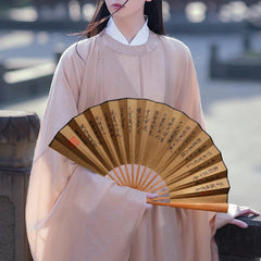 1Pc Exquisite Ancient Chinese Style Silk Cloth Xuan Paper Hanfu Folding Fan 07FC0E-D4 - KOEEK
