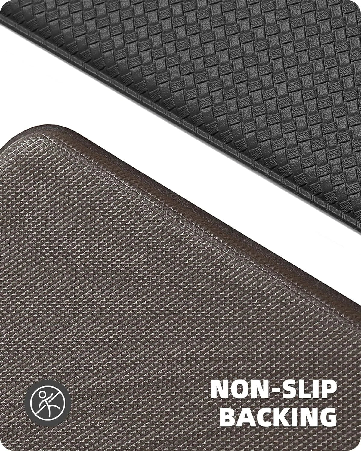 Kitchen Rugs, Kitchen Rug Set 2 Piece, Non-Slip Waterproof Kitchen Rugs 07FC0E-D4 - KOEEK