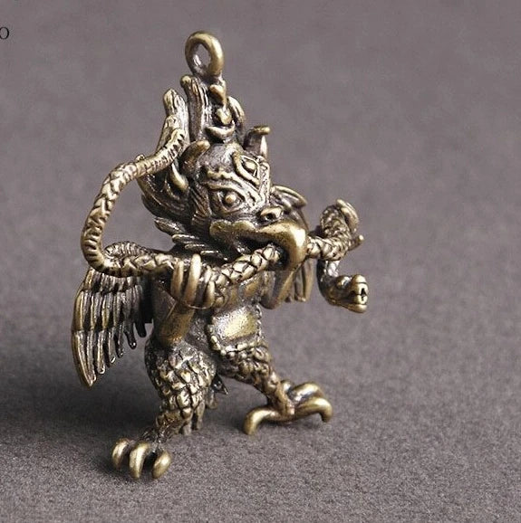 1.62" Brass Tibetan Buddhism Dapeng Bird God Buddha Statue Home Decor Ornament 07FC0E-D4 - KOEEK