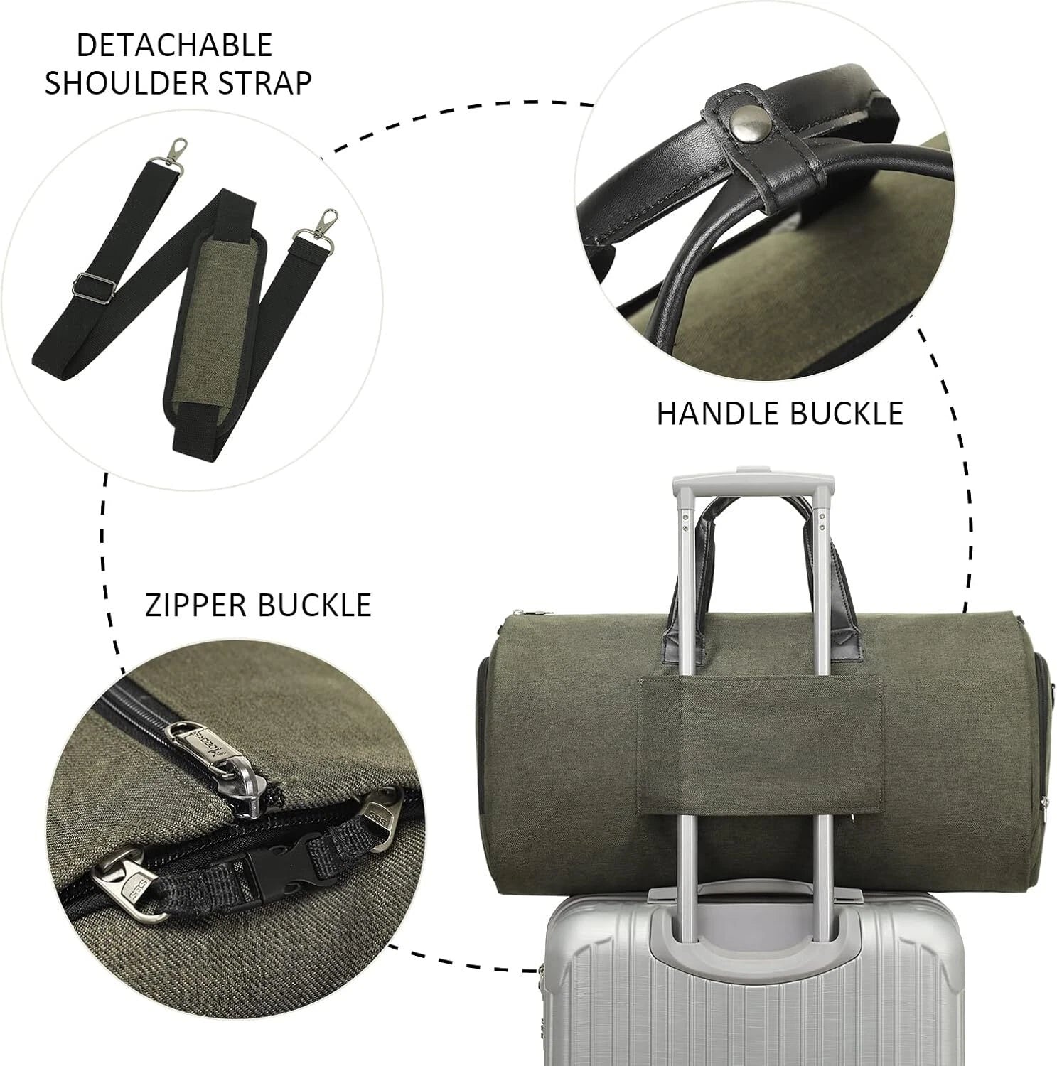 Convertible garment bag with shoulder strap, 2-in-1 hanging suitcase travel bag 07FC0E-D4 - KOEEK