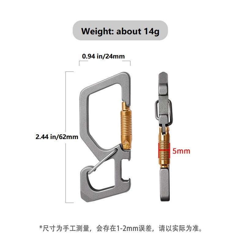 Outdoor EDC Titanium Key Chain Carabiner Clip with Bottle Opener Multi Tool Gift 07FC0E-D4 - KOEEK