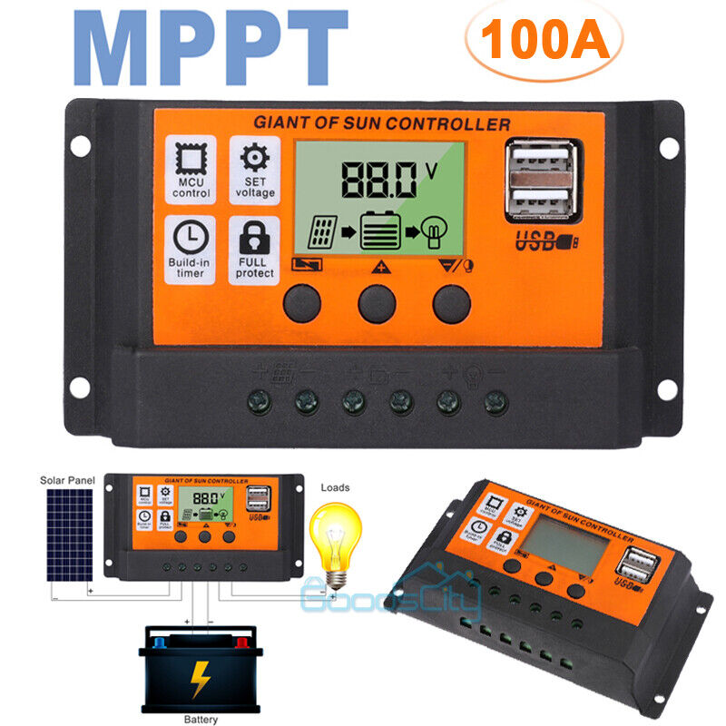 ny 12/24V 60/80/100A MPPT Solar Charge Controller Panel Batteriregulator Dual USB