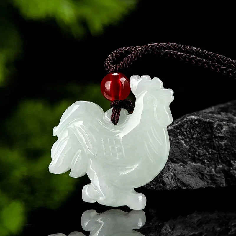 Natural Jade Pendant Zodiac Chicken Pendant Stone Necklace Jade Pendant Necklace 07FC0E-D4 - KOEEK