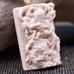 Resin Carved Mahakala Buddhist Pendant Plaque Unisex Decor 07FC0E-D4 - KOEEK