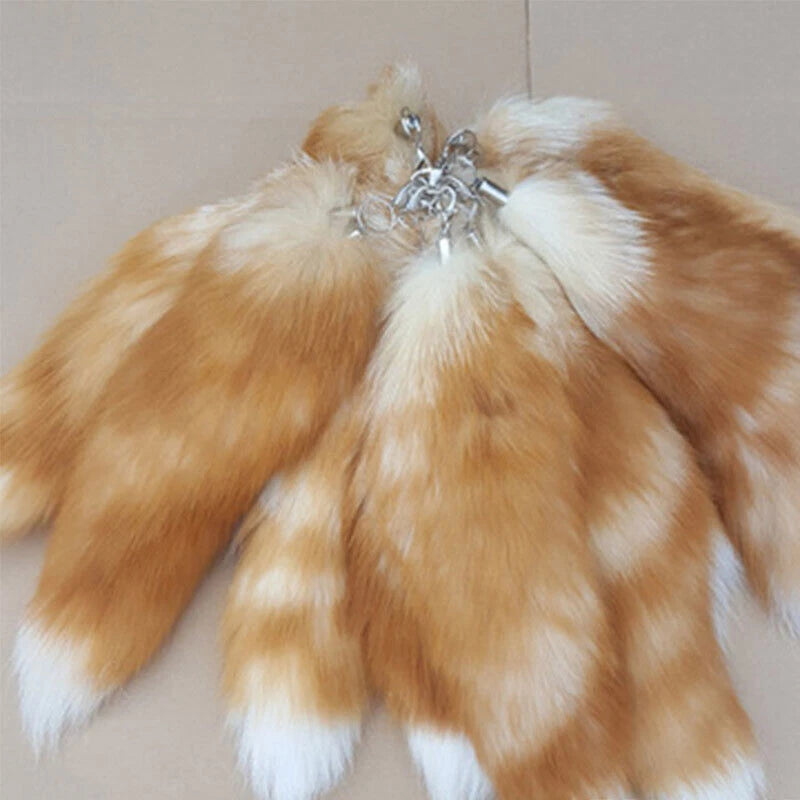 1PC Real Large Crystal Fox Tail Fur Keychain Tassel Bag Tag Charm Bag Pendant 07FC0E-D4 - KOEEK