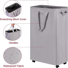 Slim Laundry Hamper with Wheels,Rolling Laundry Basket for Clothes,Small Laundry 07FC0E-D4 - KOEEK