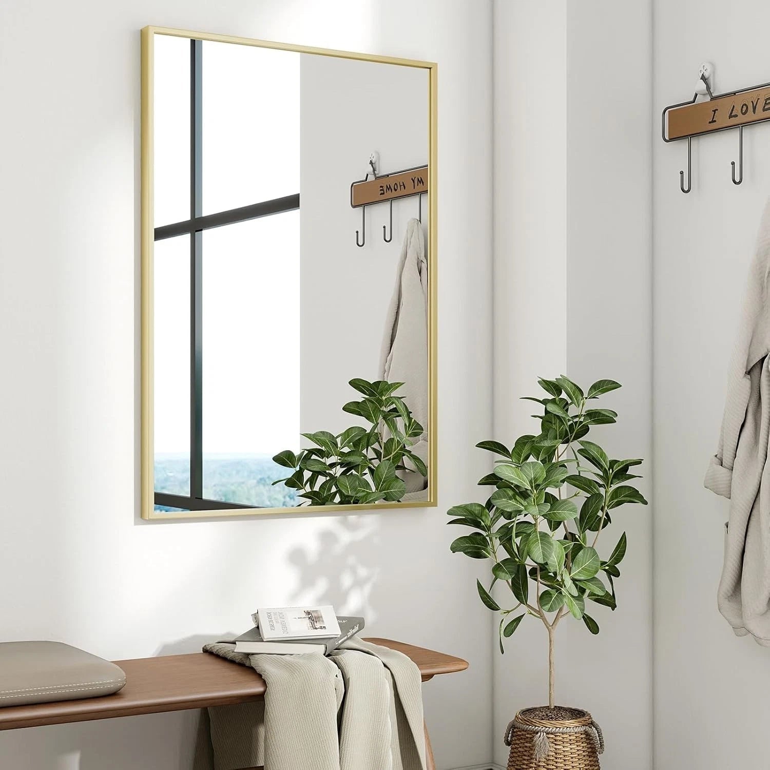 24"x32" Framed Bathroom Mirror for Wall Rectangle Mirror Aluminum Alloy Frame 07FC0E-D4 - KOEEK