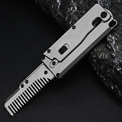 Titanium Alloy Pocket Folded Health Comb Combing Hair Outdoor EDC Multi Tools 07FC0E-D4 - KOEEK