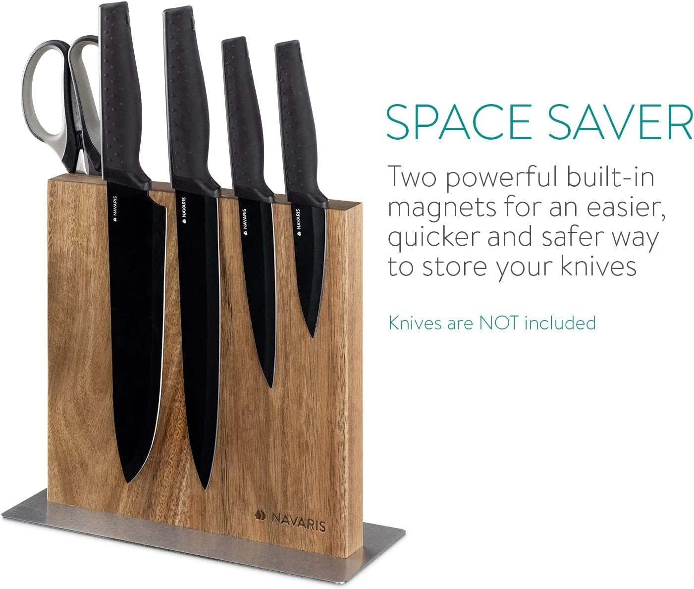 Magnetic Wooden Knife Block - Kitchen Storage with Strong Magnets for Knives 07FC0E-D4 - KOEEK