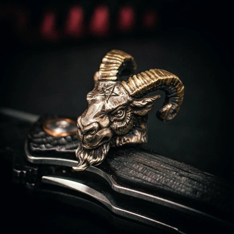 Goat Head Sculpture Bead EDC Pull Keychain Knife Pendant Lanyard Paracord Toys 07FC0E-D4 - KOEEK