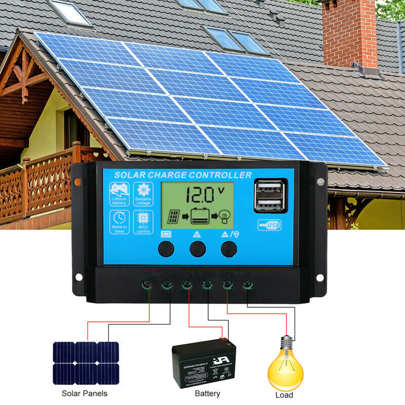 ny 12/24V 60/80/100A MPPT Solar Charge Controller Panel Batteriregulator Dual USB