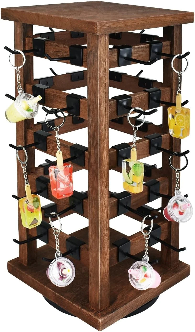 5-tier easy-to-assemble wooden rotating jewelry display tower 07FC0E-D4 - KOEEK