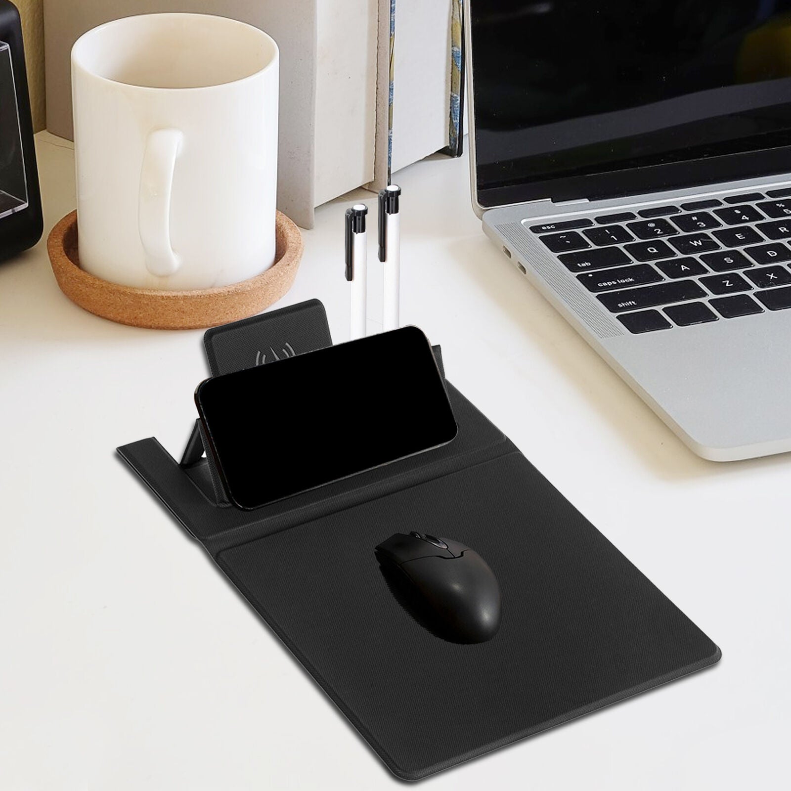 new Mouse Pad with Wireless Charger PU Leather Cordless Chargs Charging 15W physical koeek - KOEEK