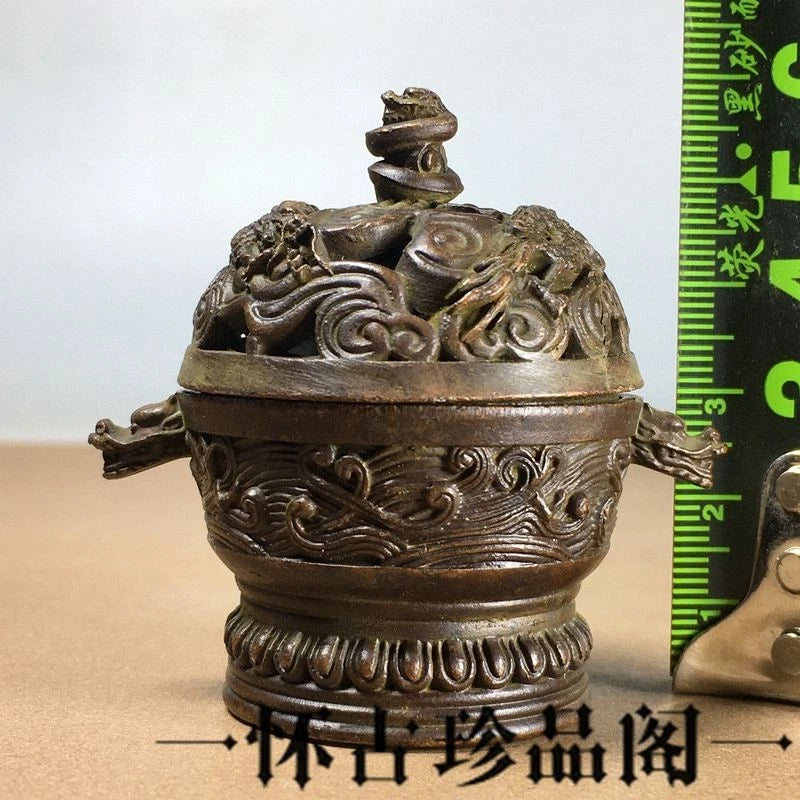 Chinese Double Dragon Incense Burner With Lid Tea Ceremony Home Decor 07FC0E-D4 - KOEEK