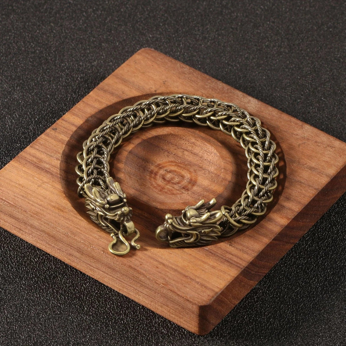 Men Women Metal Bangle Vintage Zodiac Dragon Bracelet Handcrafted Jewelry 07FC0E-D4 - KOEEK