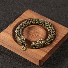 Men Women Metal Bangle Vintage Zodiac Dragon Bracelet Handcrafted Jewelry 07FC0E-D4 - KOEEK