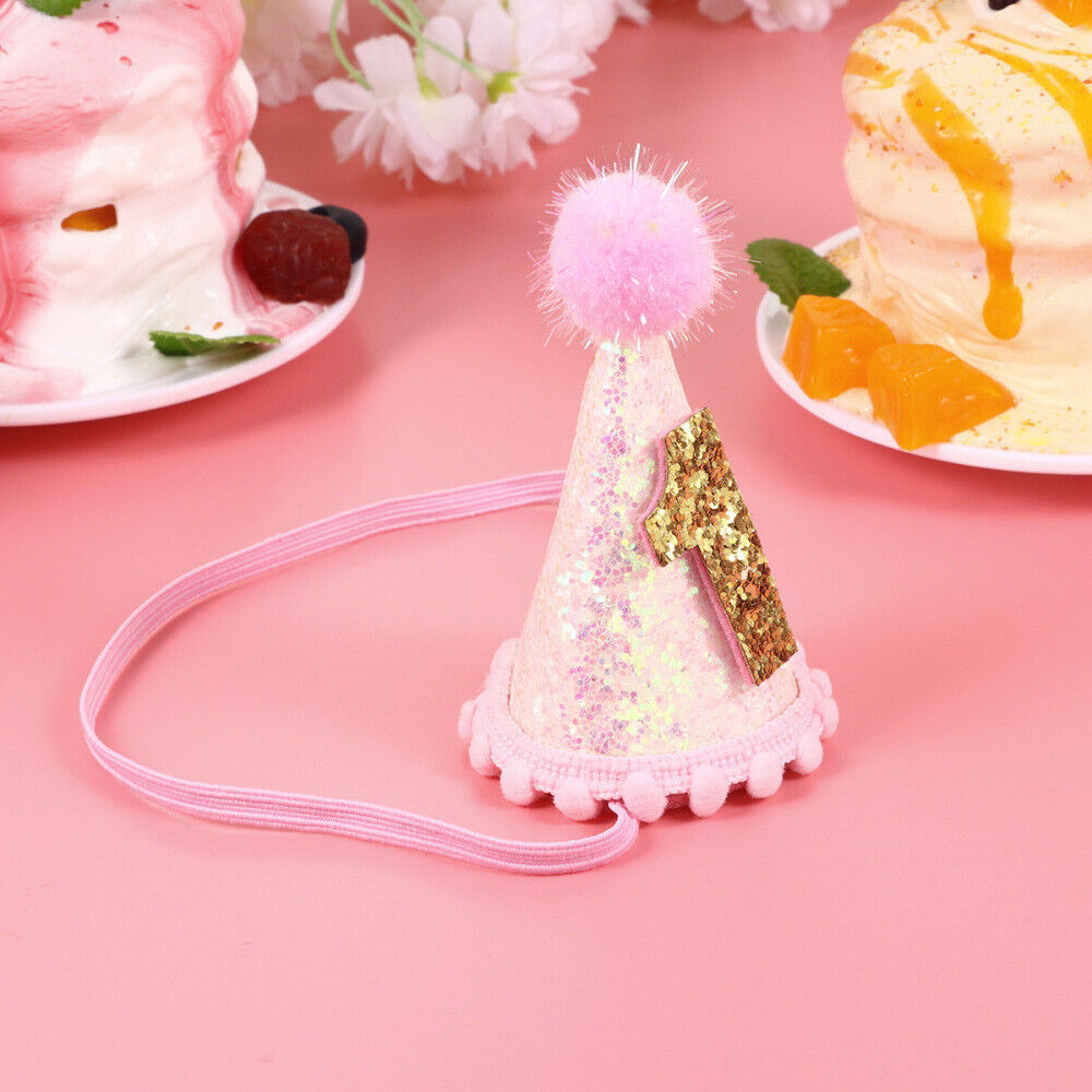 new 1st Birthday Headband First Birthday Party Hat Baby Shower Cone Hat koeek - KOEEK