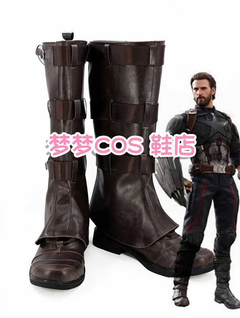 Avengers 3 Captain America Cosplay Customized Shoes Boots Unsex Halloween Prop 07FC0E-D4 - KOEEK