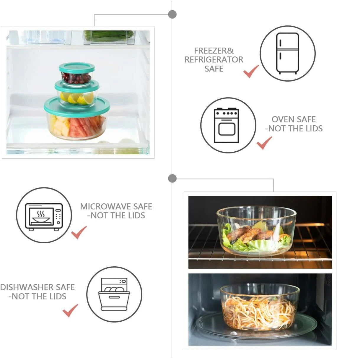 Glass Food Storage Containers with Lids, Glass Lunch Boxes, Set of 8 Reusable 07FC0E-D4 - KOEEK