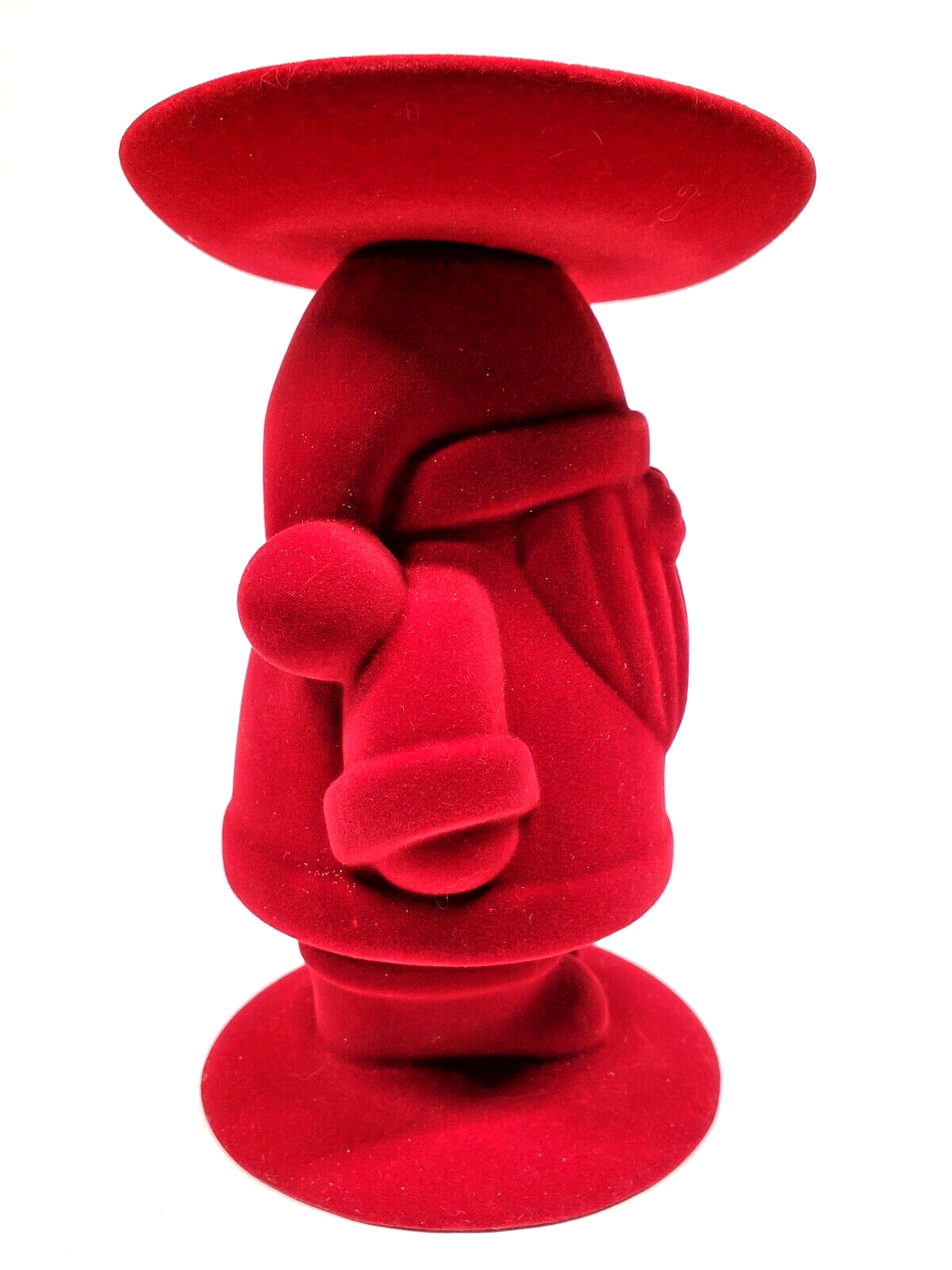 ! Bath Body Works RED FLOCKED SANTA GNOME 3-Wick Candle Holder Stand Pedestal 07FC0E-D4 - KOEEK