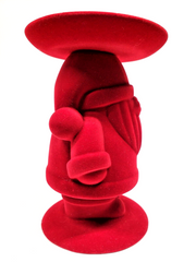 ! Bath Body Works RED FLOCKED SANTA GNOME 3-Wick Candle Holder Stand Pedestal 07FC0E-D4 - KOEEK