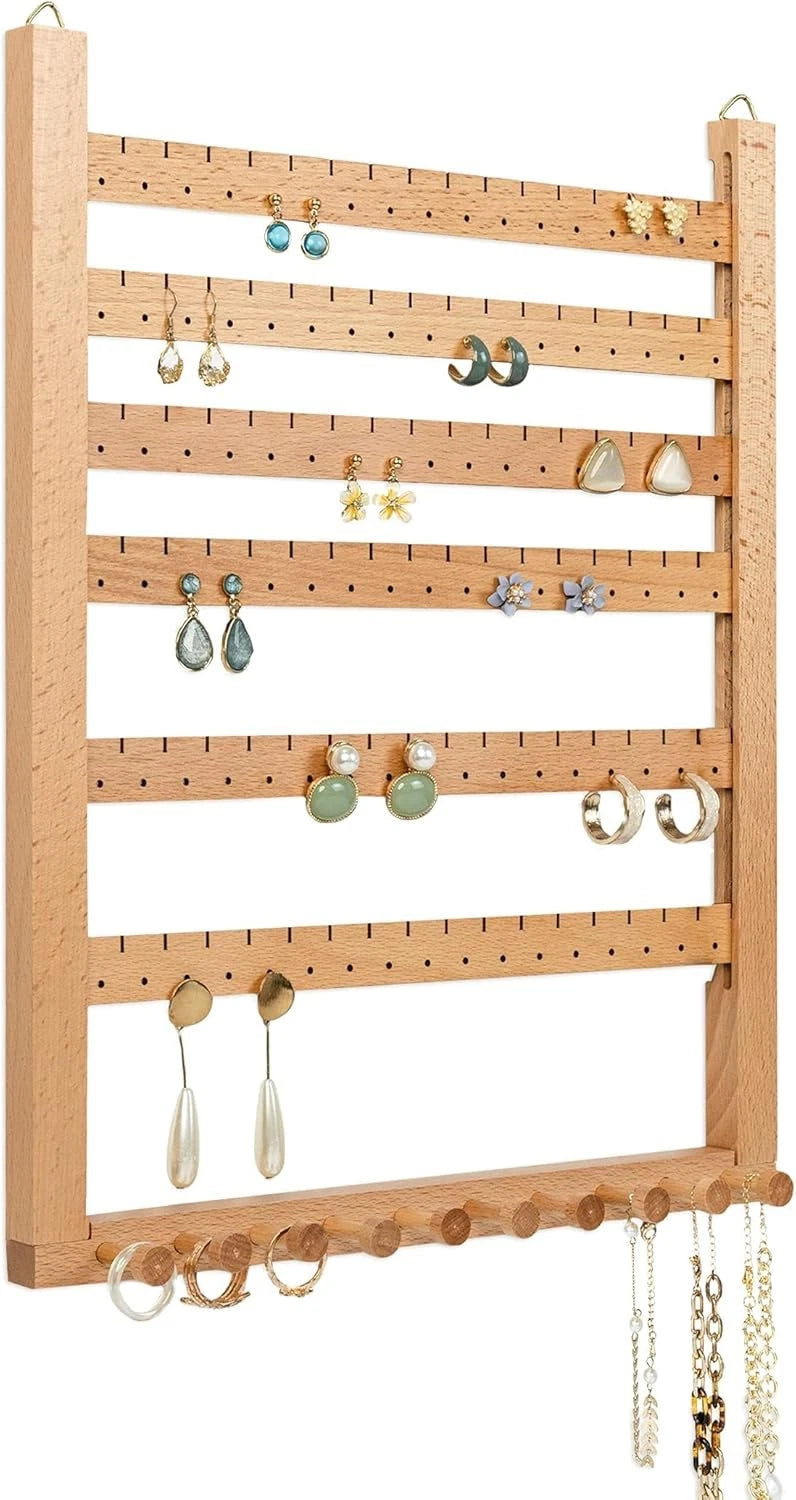 Zelkova Wood Earring Wall Rack Hanging Jewelry Storage Rack Assembled Earrings 07FC0E-D4 - KOEEK