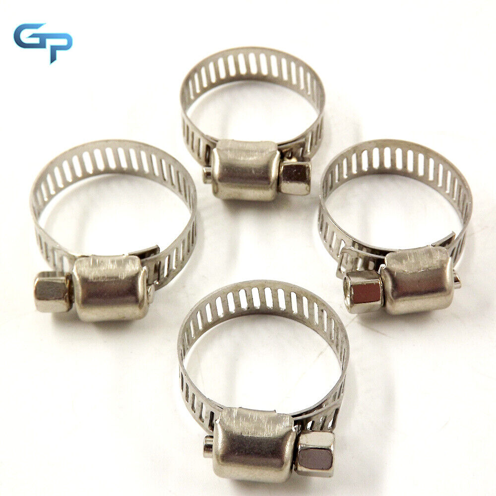 1/2In - 3/4In Adjustable Stainless Steel Hose Clamps Fuel Clamps 100 Pack