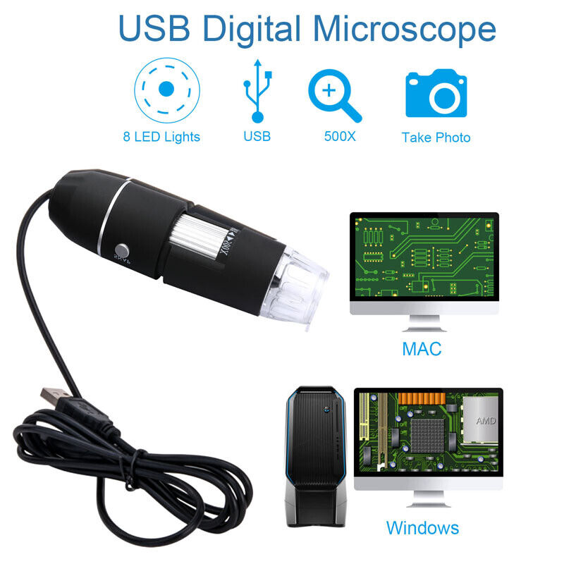 nytt 1600X Zoom 8LED HD 1080P USB Mikroskop Digital Lupe Endoskop videokamera