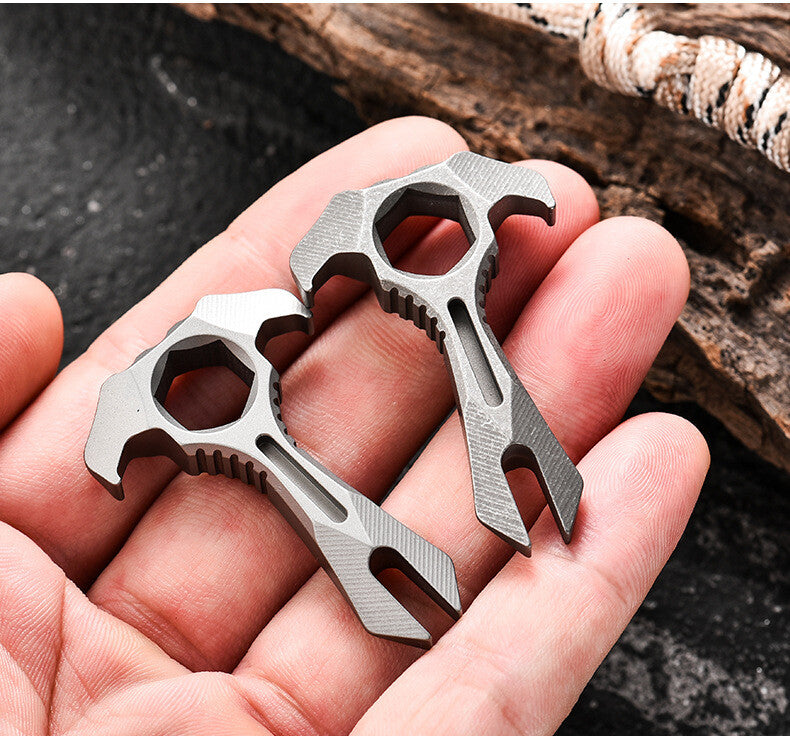 EDC Titanium Alloy Pry Bar Crowbar Wrench Can Opener Outdoor Portable Multi Tool 07FC0E-D4 - KOEEK