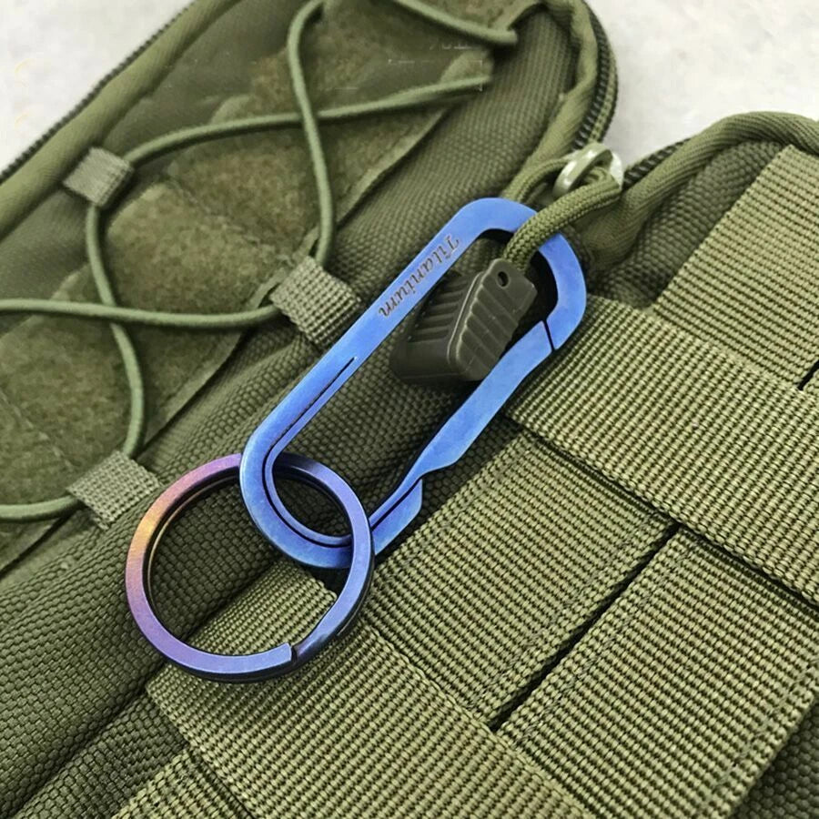 Titanium Alloy Multi EDC Keychain Carabiner Key Chain Backpack Hanging Buckle 07FC0E-D4 - KOEEK