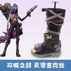 Arcane LOL League of Legends Jinx Cosplay Long Boots Zipper Flat Shoes Cosplay 07FC0E-D4 - KOEEK