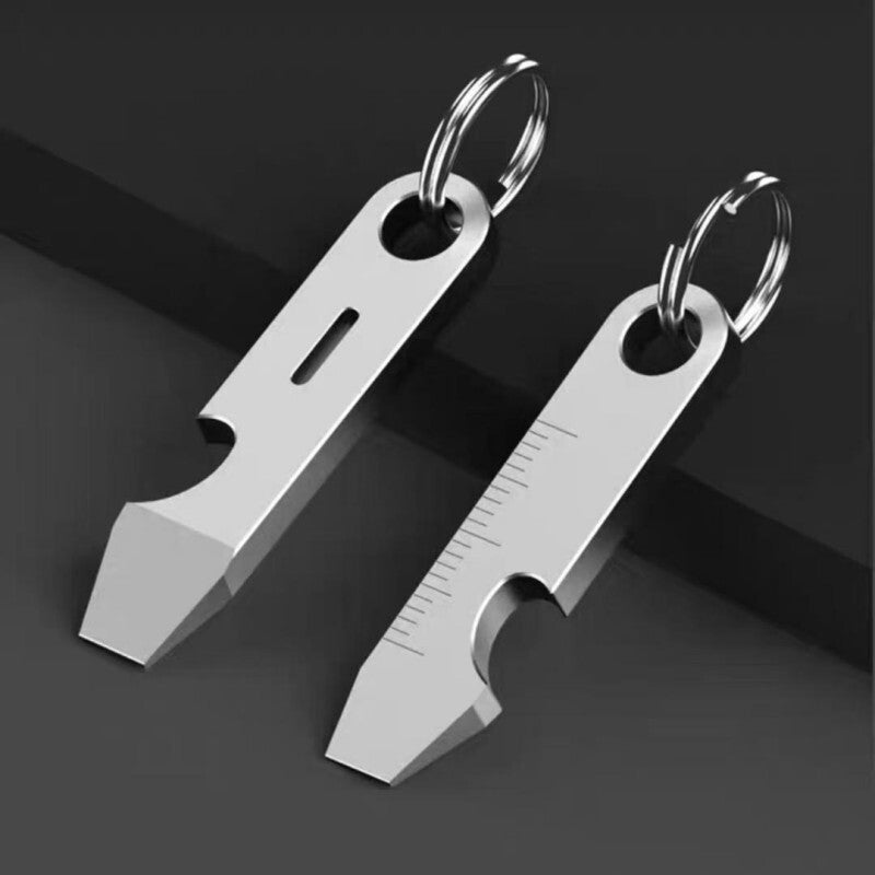 Titanium Keychain Pry Bar Crowbar Bottle Opener Ruler with Titanium Key Ring EDC 07FC0E-D4 - KOEEK