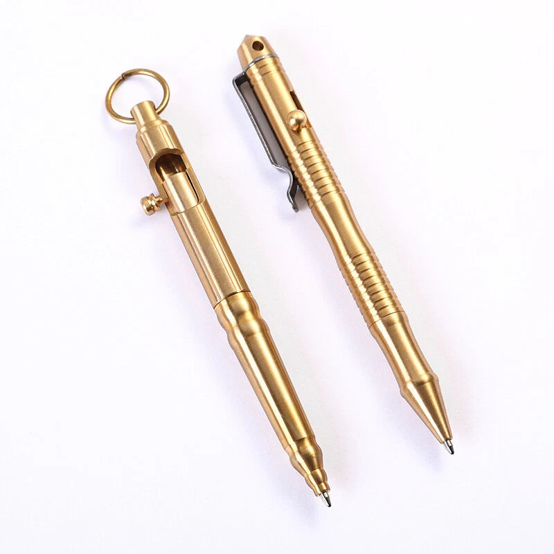 Quality Solid Brass Bolt Action Ball Point Pen Copper Art Craft Pocket EDC Gift 07FC0E-D4 - KOEEK