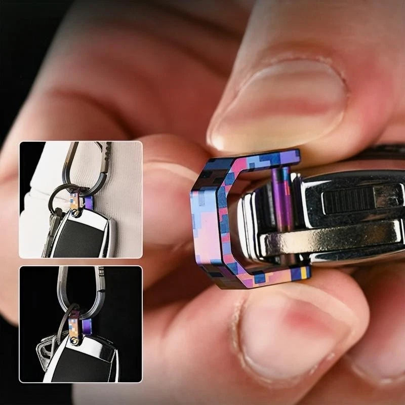 Titanium D Key Ring with Screw Shackle Keychain Ring Horseshoe Clasp for Car Fob 07FC0E-D4 - KOEEK